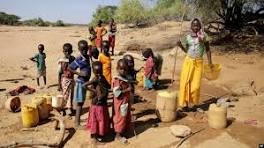 Children collecting water in rural Kenya